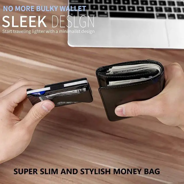 Alt view image 7 of 7 - AUTENS Carbon Fiber Credit Card Holder New Design Man Wallet Minimalist RFID Blocking Slim Cardholder Metal Money Clip Wallet Slim And Thin Money Bag for Men