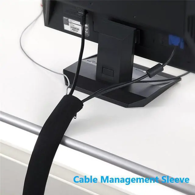 Alt view image 6 of 7 - DIY Cable Management Sleeve Zipper Closure Wrap Wire Cord Hider Cover Organizer System 19.5 inch for PC/TV/Office/Phone, 4 Pack Black