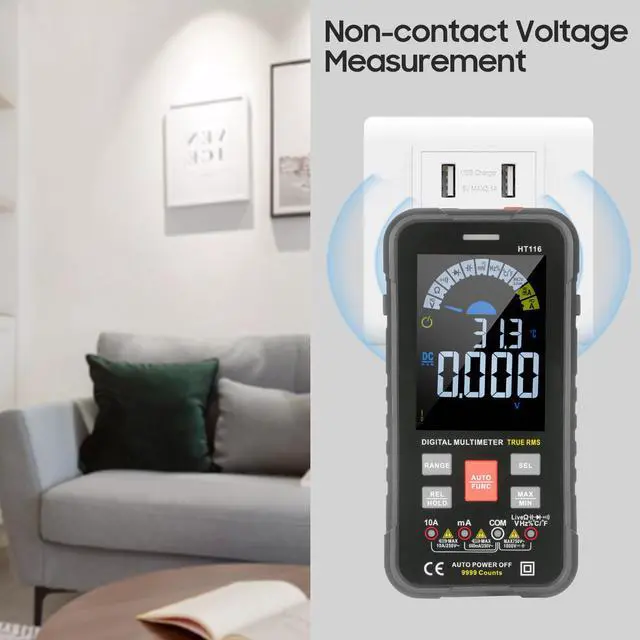 Alt view image 5 of 7 - Digital Multimeter NCV Auto-Ranging 9999 Counts TRMS 1000V 10A Tester Frequency Counter Voltmeter Ohmmeter Capacitance Temperature, Measures AC DC Voltage Current