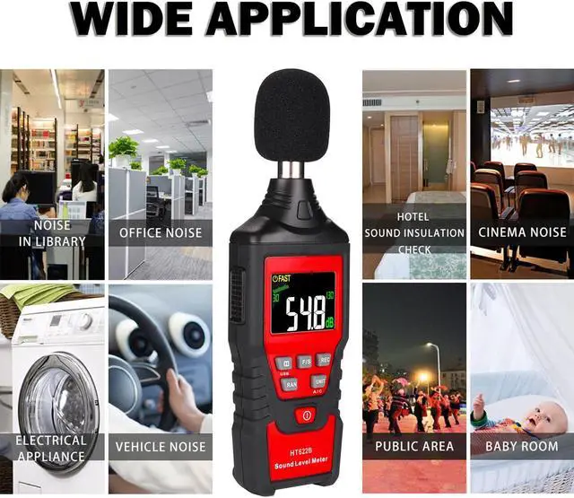 Alt view image 5 of 7 - Digital Sound Level Meter, A/C Frequency Weighting Decibel Meter with USB Data Logger 30-130dB(A/C) Range Max/Min/Data Hold, Fast/Slow Mode