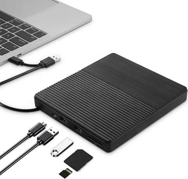 Main image of AUTENS External CD DVD Drive USB 3.0 Type-C CD-RW DVD-R Combo Burner with SD/TF Slot, 2 USB 2.0 Port for PC Laptop Computer Windows 11/10/8/7