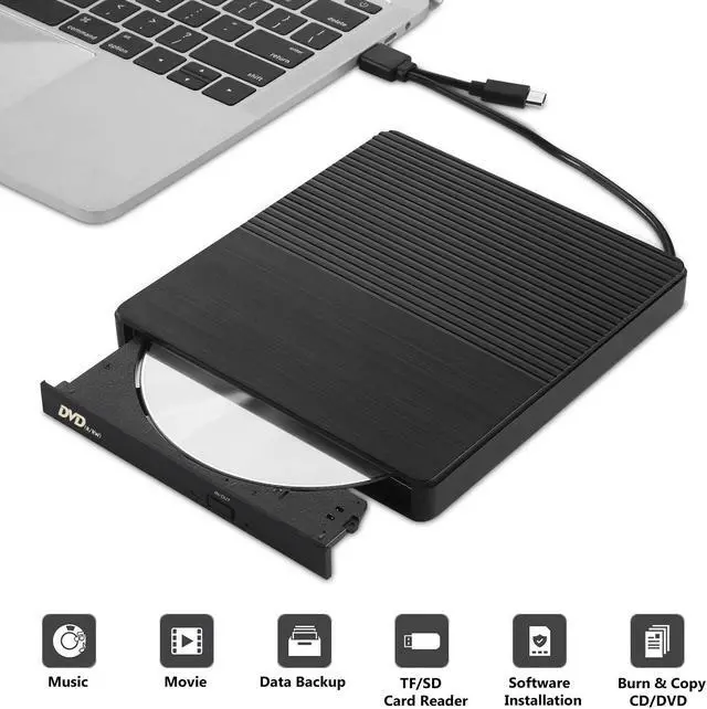 Alt view image 4 of 7 - AUTENS External CD DVD Drive USB 3.0 Type-C CD-RW DVD-R Combo Burner with SD/TF Slot, 2 USB 2.0 Port for PC Laptop Computer Windows 11/10/8/7