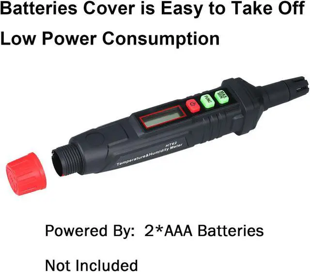 Alt view image 6 of 7 - Portable 4-in-1 Digital Thermo-Hygrometer Psychrometer Mini Temperature Humidity Meter Pen Type Home Greenhouse Indoor Hygrometer with Dew Point & Wet Bulb Temperature, Max/Min, Backlight LCD Display