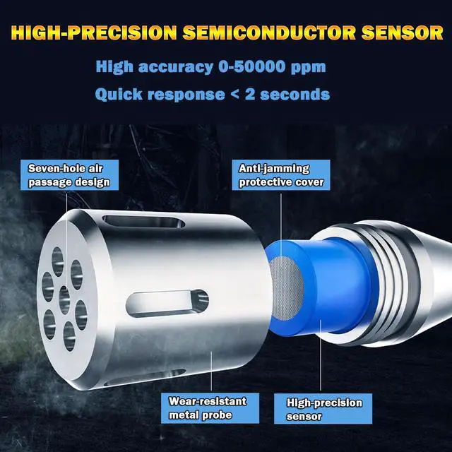 Alt view image 5 of 7 - Gas Leak Detector Portable Flammable Gas Sniffer Combustible Gas Leak Detector with 50000PPM 100%LEL, Color LCD Display, Temperature Measure, Flexible Probe Locates Natural Gas Methane Propane Ethanol