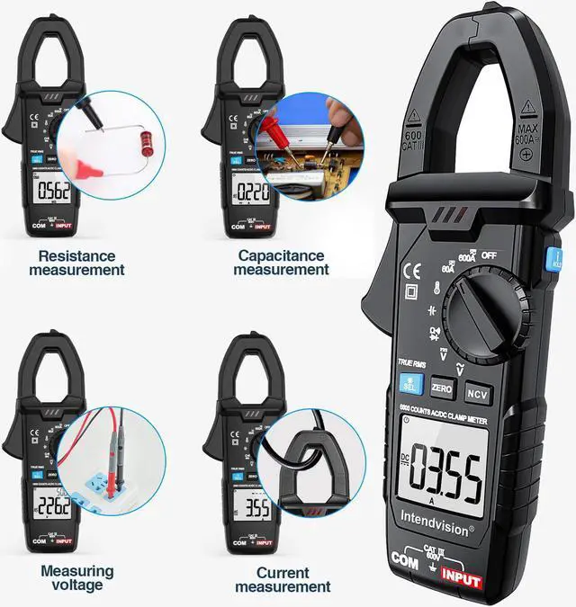 Alt view image 6 of 7 - AC/DC Digital Clamp Meter T-RMS 6000 Counts, Multimeter Voltage Tester Auto-ranging, NCV AC DC Current Voltage Resistance Capacitance Frequency Diode Temperature Measure Tester