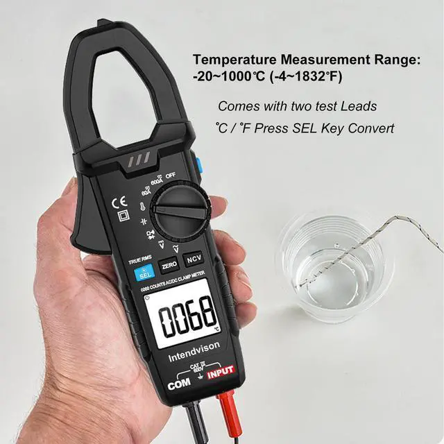 Alt view image 4 of 7 - AC/DC Digital Clamp Meter T-RMS 6000 Counts, Multimeter Voltage Tester Auto-ranging, NCV AC DC Current Voltage Resistance Capacitance Frequency Diode Temperature Measure Tester