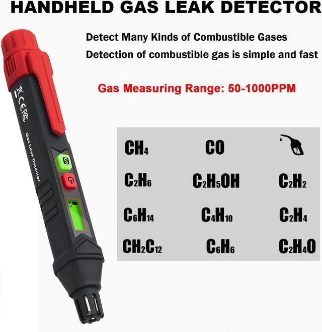 Alt view image 2 of 7 - Gas Leak Detector, Natural Gas Detector Portable Handheld Gas Sniffer with Audible & Visual Alarm, Sensitivity Adjustable Locates Combustible Gas Leak Sources Like Methane, Propane for Home HT60