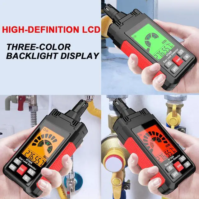 Alt view image 5 of 7 - Gas Leak Detector Sniffer, Natural Gas Detector with 3-Sensitivity Adjustable, Audible & Visual Alarm Locates Combustible Gas Sources Like Methane, Propane for Home HT609