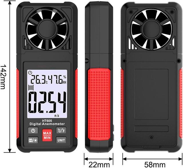 Alt view image 7 of 7 - Handheld Anemometer, Digital Wind Gauges Wind Speed Meter Measures Wind Speed, Temperature, Humidity with Large Backlit LCD Display, MAX/MIN, Data Hold for Shooting Windsurfing Fishing Hunting