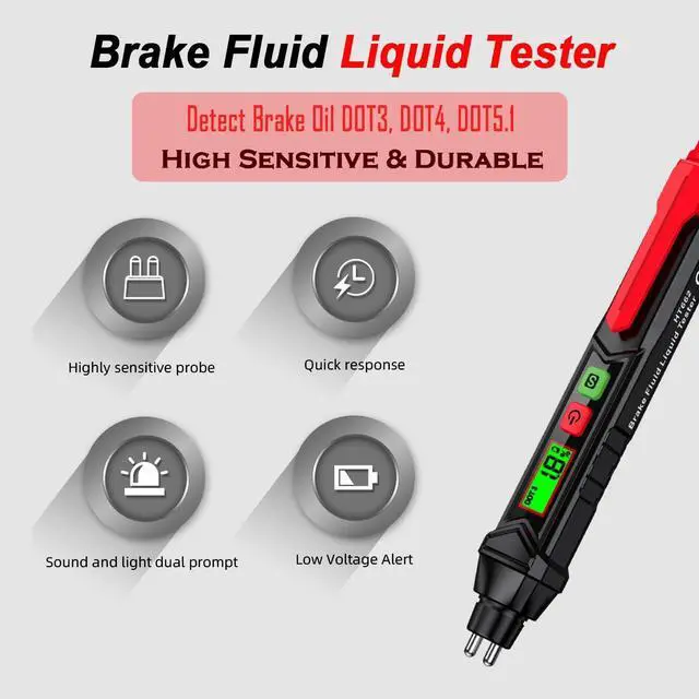 Alt view image 5 of 7 - Brake Fluid Liquid Tester, Automotive Brake Fluid Content Detector, Vehicle Brake Diagnostic Testing Tool, Hydraulic Fluid Liquid Tester Pen Oil Moisture Tester Analyzer Meter for DOT3 DOT4 DOT5.1