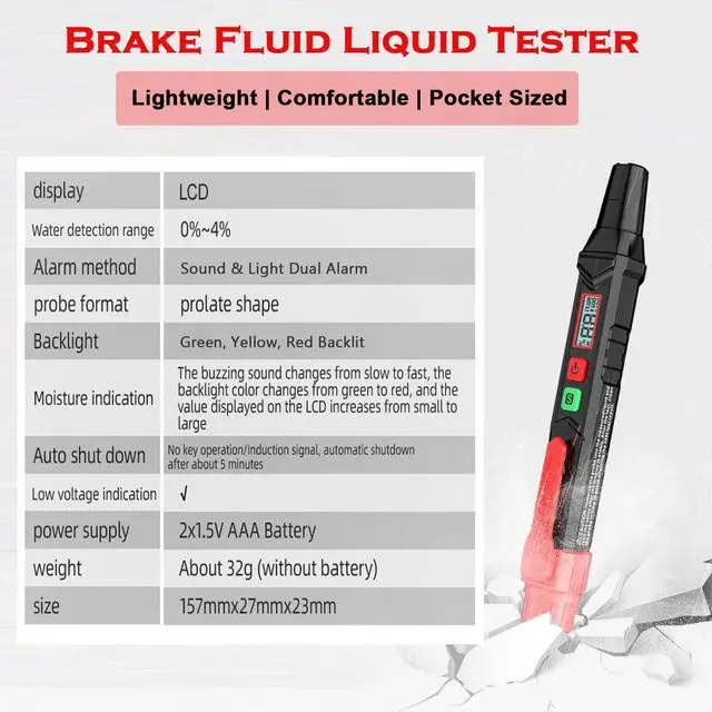 Alt view image 6 of 7 - Brake Fluid Liquid Tester, Automotive Brake Fluid Content Detector, Vehicle Brake Diagnostic Testing Tool, Hydraulic Fluid Liquid Tester Pen Oil Moisture Tester Analyzer Meter for DOT3 DOT4 DOT5.1