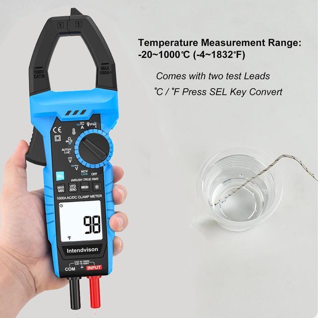 Alt view image 4 of 7 - Inrush Current Meter 1000A Digital Clamp Meter AC/DC Current Volt Amp Ohm Meter Clamp on Multimeter True RMS 6000 Counts NCV VFD LOZ Measures Current Voltage Temperature Capacitance Resistance