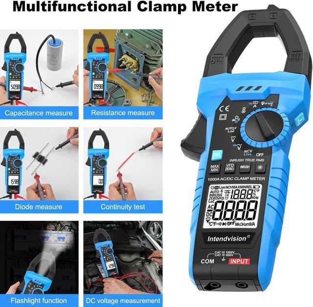 Alt view image 5 of 7 - Inrush Current Meter 1000A Digital Clamp Meter AC/DC Current Volt Amp Ohm Meter Clamp on Multimeter True RMS 6000 Counts NCV VFD LOZ Measures Current Voltage Temperature Capacitance Resistance