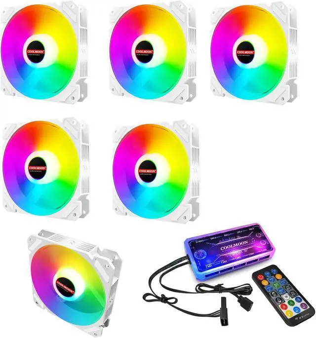 Main image of 6 Pack RGB Case Fans, COOLMOON 120mm Computer Cooling PC Case Fan Addressable RGB Color Changing LED Fan with Remote Control, Music Rhythm Sync & 5V ARGB Motherboard Sync