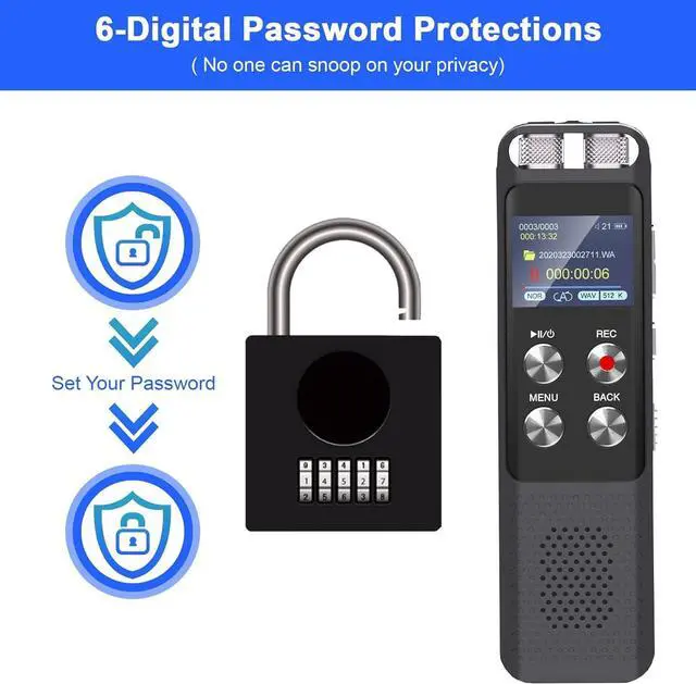 Alt view image 6 of 7 - AUTENS 72GB Digital Voice Recorder - Digital Recorder with Playback, Password, USB, Voice Activated Recorder Portable Recording Device, Audio Recording Device for Lectures Meetings, Learning