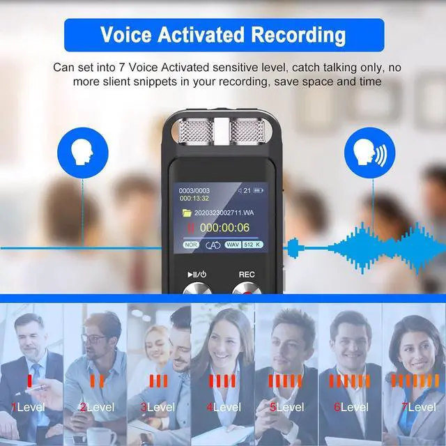 Alt view image 5 of 7 - AUTENS 72GB Digital Voice Recorder - Digital Recorder with Playback, Password, USB, Voice Activated Recorder Portable Recording Device, Audio Recording Device for Lectures Meetings, Learning