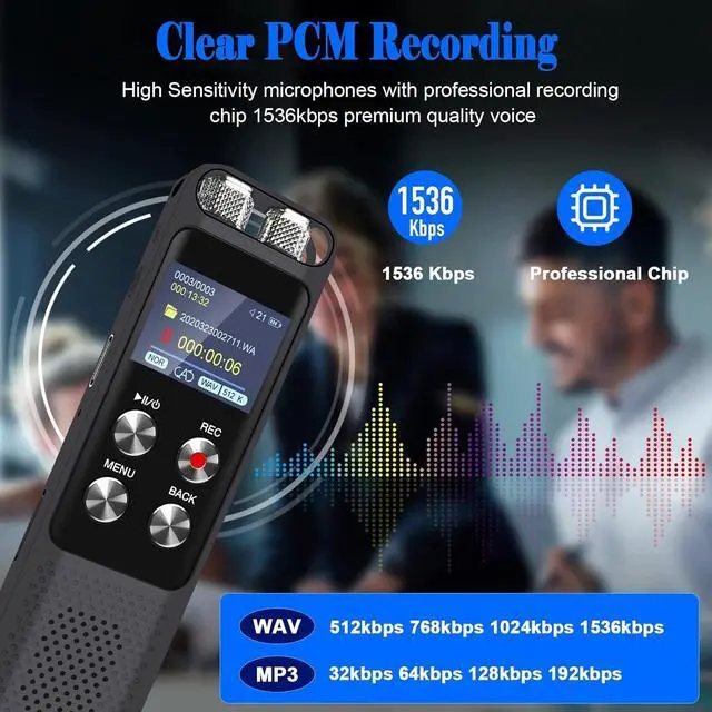 Alt view image 3 of 7 - AUTENS 72GB Digital Voice Recorder - Digital Recorder with Playback, Password, USB, Voice Activated Recorder Portable Recording Device, Audio Recording Device for Lectures Meetings, Learning