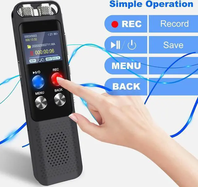 Alt view image 7 of 7 - AUTENS 72GB Digital Voice Recorder - Digital Recorder with Playback, Password, USB, Voice Activated Recorder Portable Recording Device, Audio Recording Device for Lectures Meetings, Learning