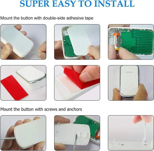 Alt view image 7 of 7 - AUTENS Wireless Doorbell, Plug in Door Bells & Chimes for Home Classroom Business, Expandable Waterproof Door Chime Kits, 58 Melodies, 5 Levels Volume, 850 Ft Range 1 receivers + 1 push button White