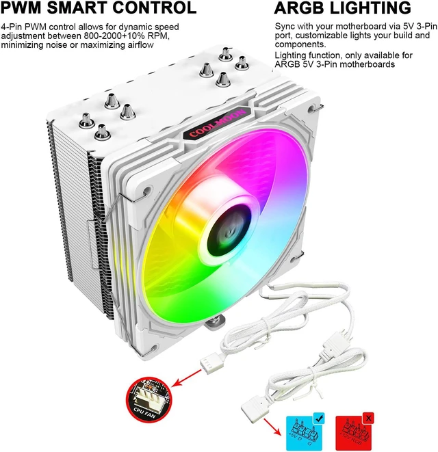 Air CPU Cooler ARGB Cooling Fan 4 Copper Heat Pipes CPU Radiator with ...