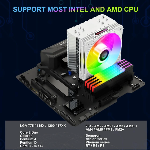 Air CPU Cooler ARGB Cooling Fan 4 Copper Heat Pipes CPU Radiator with ...