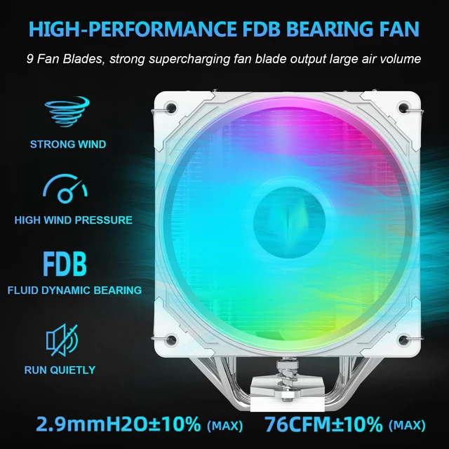 Air CPU Cooler ARGB Cooling Fan 4 Copper Heat Pipes CPU Radiator with ...