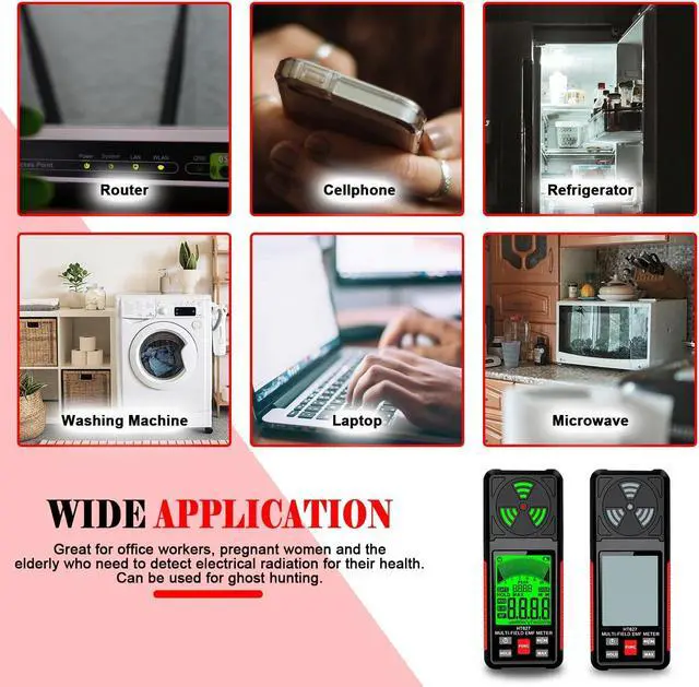 Alt view image 6 of 7 - EMF Meter, 3-in-1 Portable Electromagnetic Field Radiation Detector Handheld EMF Tester for EF, RF, MF, WiFi Signal, Radio Frequency Detector Suitable