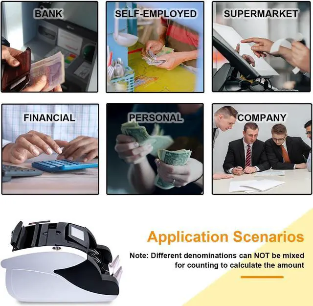 Alt view image 7 of 7 - Intendvision Money Counter Machine, Automatic Bill Counter Cash Counter Money Pcs Counting Machine with UV/MG Counterfeit Detection, Digital Display, Add/Batch Modes for Multi-Currency, AC 110V