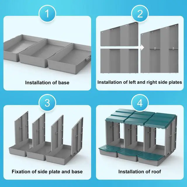 Alt view image 6 of 7 - AUTENS Chicken Nesting Boxes, 10 Hole Laying Boxes,2 Nest Mat, Plastic Roll Away Chicken Nest Box, Egg Roll Out with Perch Eggs Protected Collection Area, Poultry Modular House Egg Coop Nest Perch