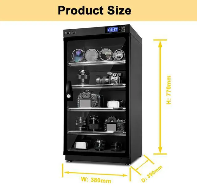 Alt view image 2 of 7 - AUTENS 100L Dehumidifying Dry Cabinet Box, Digital Control Noiseless and Energy Saving, 5 Layers for DSLR SLR Camera Lens