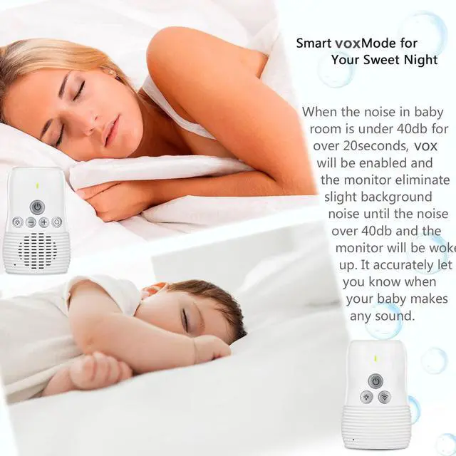 Alt view image 4 of 7 - Intendvision Audio Baby Monitor, 2.4GHz Two Way Talk Smart Baby Monitor, Night Light Audio Monitor for Baby Care, Noise Detection