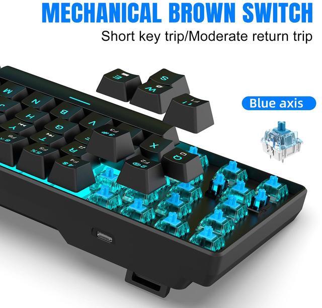 Alt view image 2 of 7 - Intendvision Mechanical Gaming Keyboard, RGB Backlit Wired Keyboard, 68 Keys Computer Keyboard with Multiple Lighting Modes for Windows/Desktop/Laptops/PC, Blue Switch (Black)