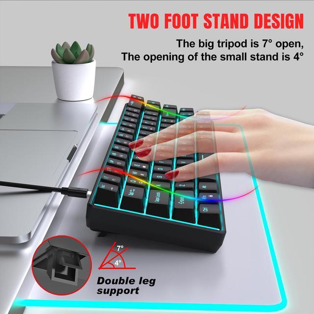 Alt view image 6 of 7 - Intendvision Mechanical Gaming Keyboard, RGB Backlit Wired Keyboard, 68 Keys Computer Keyboard with Multiple Lighting Modes for Windows/Desktop/Laptops/PC, Blue Switch (Black)