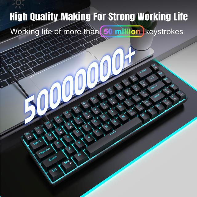 Alt view image 5 of 7 - Intendvision Mechanical Gaming Keyboard, RGB Backlit Wired Keyboard, 68 Keys Computer Keyboard with Multiple Lighting Modes for Windows/Desktop/Laptops/PC, Blue Switch (Black)