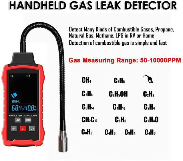 Alt view image 2 of 7 - Natural Gas Detector, Gas Leak Detector with 11-Inch Gooseneck, Locating The Source of Propane, Natural Gas, Methane, LPG and Combustible Gas Leak for Home and RV
