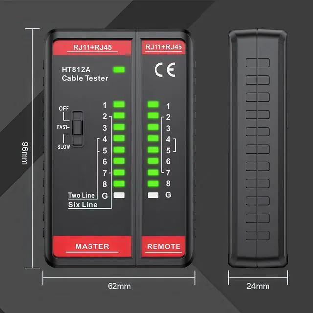 Alt view image 7 of 7 - Network Cable Tester with RJ45 RJ11 Port, Ethernet Cable Tester, Ethernet Tester Tool Fast/Slow Testing, POE Test UTP/STP Cable Checker, Telephone Line Continuity Test for CAT5/CAT5E/CAT6/CAT6A/CAT7