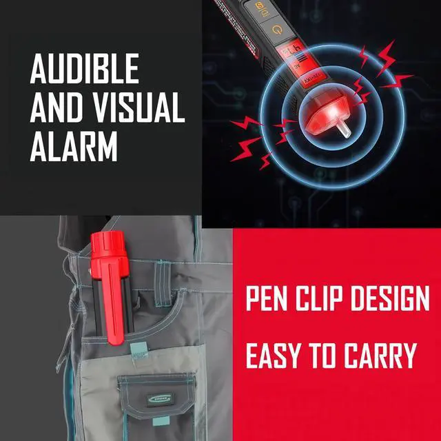 Alt view image 6 of 7 - Voltage Tester, Non-Contact Voltage Tester, Dual Range AC 12V/70V-1000V, Signal Percentage, Live/Null Wire Tester, Electrical Tester with LCD Display, Buzzer Alarm, Wire Breakpoint Finder