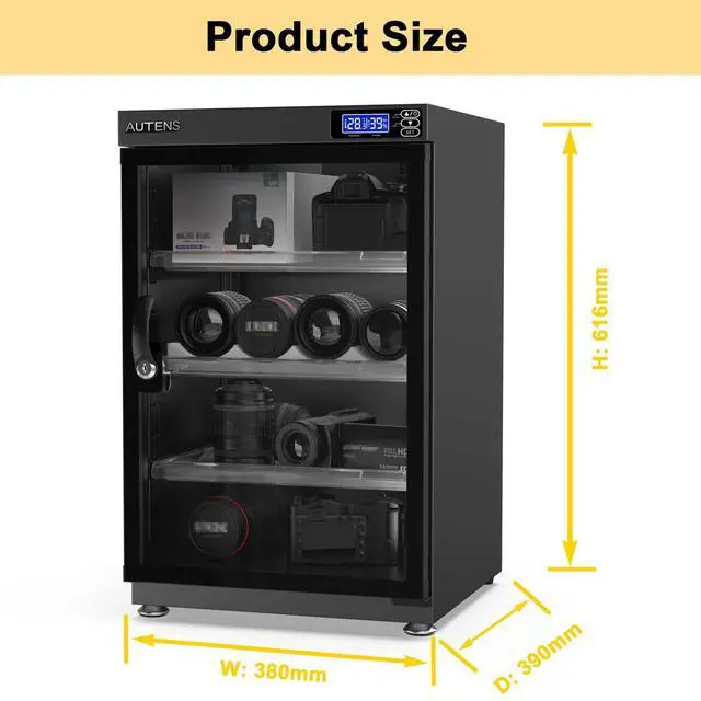 Alt view image 2 of 7 - AUTENS 80L Dehumidifying Dry Cabinet Box, Digital Control Noiseless and Energy Saving, 4 Layers for DSLR SLR Camera Lens