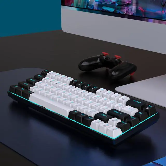Alt view image 5 of 7 - Intendvision Mechanical Gaming Keyboard, RGB Backlit Wired Keyboard, 68 Keys Computer Keyboard with Multiple Lighting Modes for Windows/Desktop/Laptops/PC, Blue Switch (Black White)