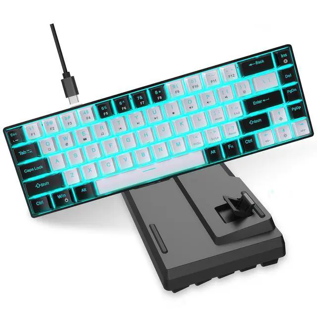 Alt view image 6 of 7 - Intendvision Mechanical Gaming Keyboard, RGB Backlit Wired Keyboard, 68 Keys Computer Keyboard with Multiple Lighting Modes for Windows/Desktop/Laptops/PC, Blue Switch (Black White)