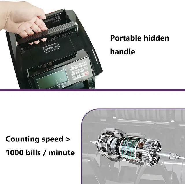 Alt view image 3 of 6 - Intendvision Money Counter Machine with Value Count, UV/MG/IR/DD Counterfeit Bill Detection Cash Counter for US Dollars Euros