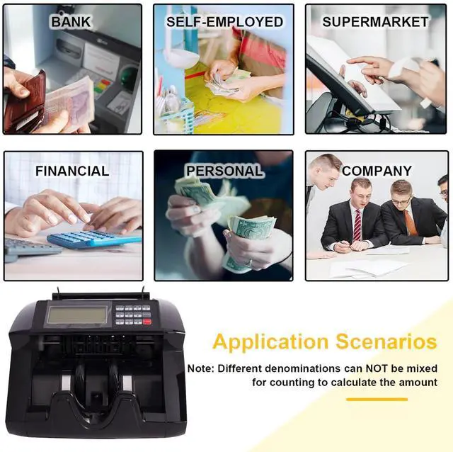 Alt view image 6 of 6 - Intendvision Money Counter Machine with Value Count, UV/MG/IR/DD Counterfeit Bill Detection Cash Counter for US Dollars Euros