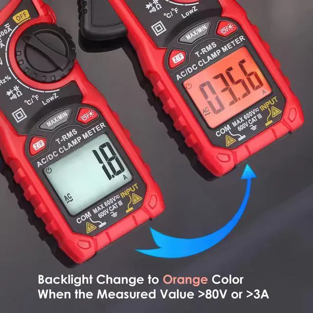 Alt view image 4 of 7 - Intendvision Digital Clamp Meter T-RMS 6000 Counts, Amp Clamp Voltage Tester Auto-ranging, NCV AC DC Current Voltage Resistance Capacitance Frequency Diode Temperature Measure Tester HT206D