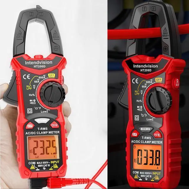 Alt view image 5 of 7 - Intendvision Digital Clamp Meter T-RMS 6000 Counts, Amp Clamp Voltage Tester Auto-ranging, NCV AC DC Current Voltage Resistance Capacitance Frequency Diode Temperature Measure Tester HT206D