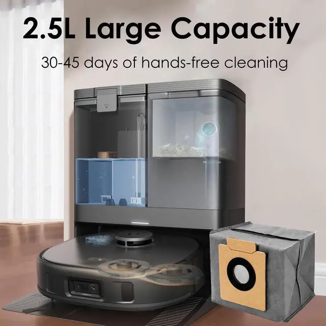 Alt view image 5 of 6 - 16 Pack Dust Bags for Eufy Clean X8/ X8 Pro / X10 Pro Omni Robot Vacuums Self-Empty Station, Large Capacity Disposable Replacement Vacuum Bags