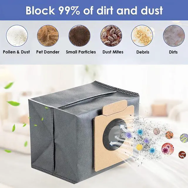 Alt view image 2 of 6 - 16 Pack Dust Bags for Eufy Clean X8/ X8 Pro / X10 Pro Omni Robot Vacuums Self-Empty Station, Large Capacity Disposable Replacement Vacuum Bags