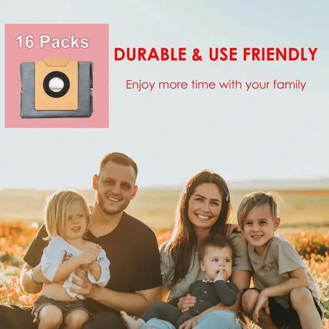 Alt view image 6 of 6 - 16 Pack Dust Bags for Eufy Clean X8/ X8 Pro / X10 Pro Omni Robot Vacuums Self-Empty Station, Large Capacity Disposable Replacement Vacuum Bags