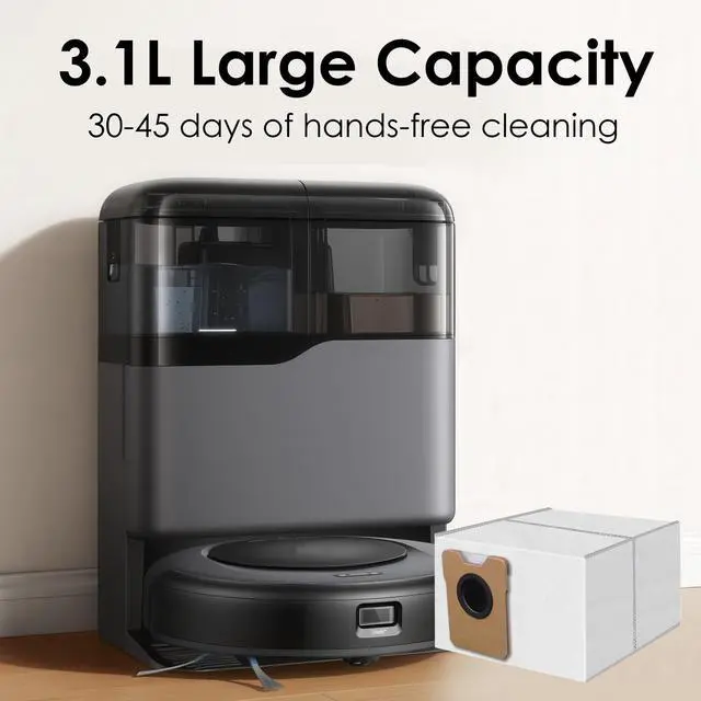 Alt view image 5 of 6 - 16 Pack Dust Bags for Eufy Omni C20 C10 Robot Vacuum, Large Capacity Disposable Replacement Vacuum Bags