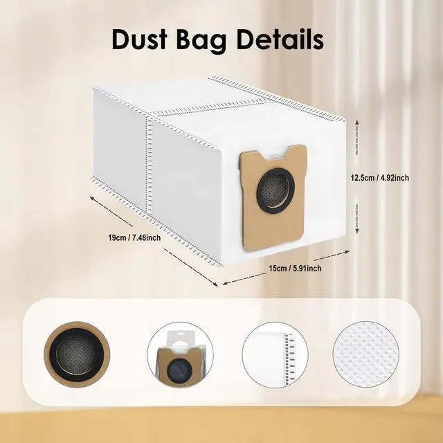 Alt view image 3 of 6 - 16 Pack Dust Bags for Eufy Omni C20 C10 Robot Vacuum, Large Capacity Disposable Replacement Vacuum Bags