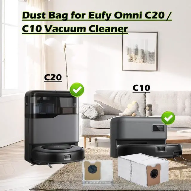 Alt view image 4 of 6 - 16 Pack Dust Bags for Eufy Omni C20 C10 Robot Vacuum, Large Capacity Disposable Replacement Vacuum Bags